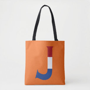 J Monogram overlaid on NLD Flag on or stcnt Tote Bag