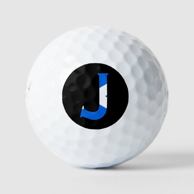 J Monogram overlaid on Scottish Flag be6 gbcnt Golf Balls (Front)