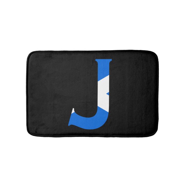 J Monogram overlaid on Scottish Flag bmcnt Bath Mat (Front)
