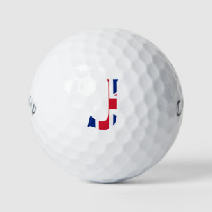 J Monogram overlaid on Union Jack Flag cwb gbcnt Golf Balls