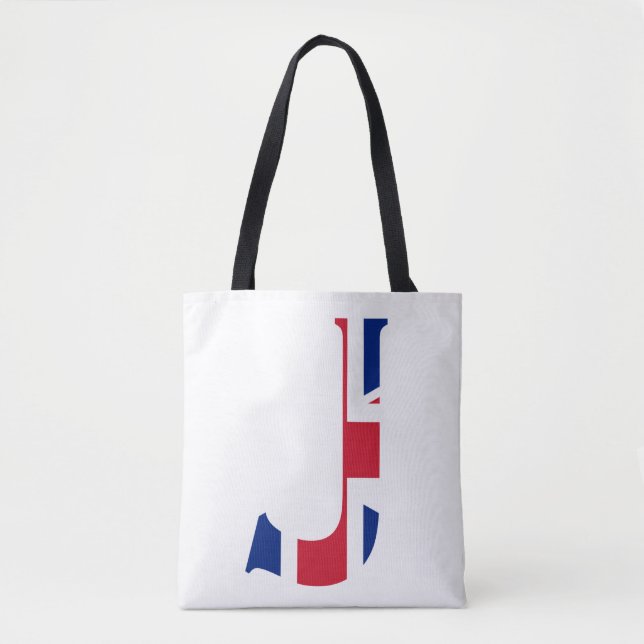 J Monogram overlaid on Union Jack Flag stcnt Tote Bag (Front)
