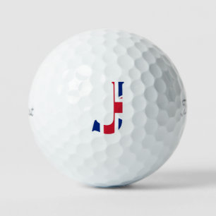 J Monogram overlaid on Union Jack Flag tpv1 gbcnt Golf Balls