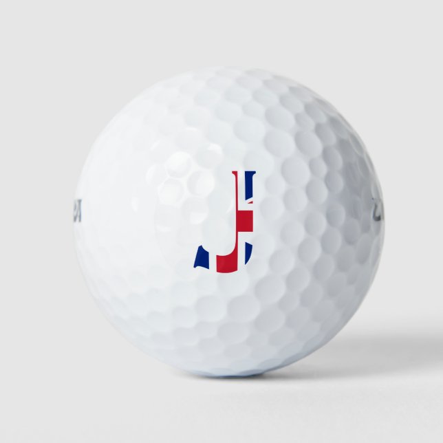 J Monogram overlaid on Union Jack Flag wu gbcnt Golf Balls (Front)