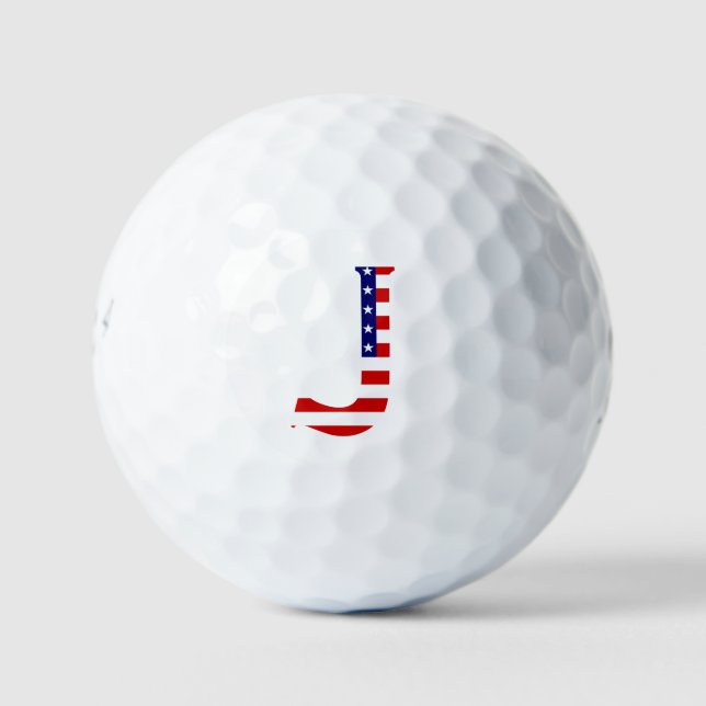 J Monogram overlaid on USA Flag be6 gbcnt Golf Balls (Front)
