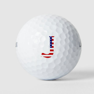 J Monogram overlaid on USA Flag wu gbcnt Golf Balls