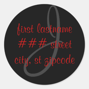 J monogram return address label - personalise info