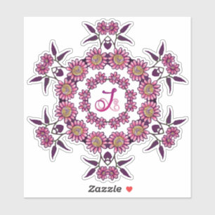J Monogram Unique Bizarre Boho Flowers Pretty