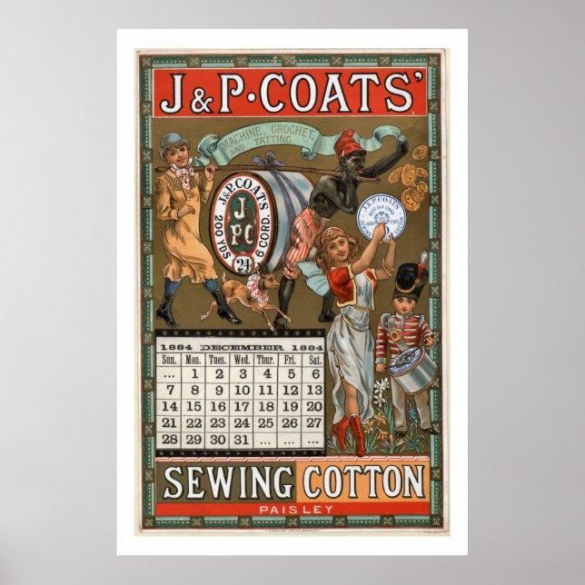 J P Coats Sewing Cotton Vintage Advertisement Poster (Front)