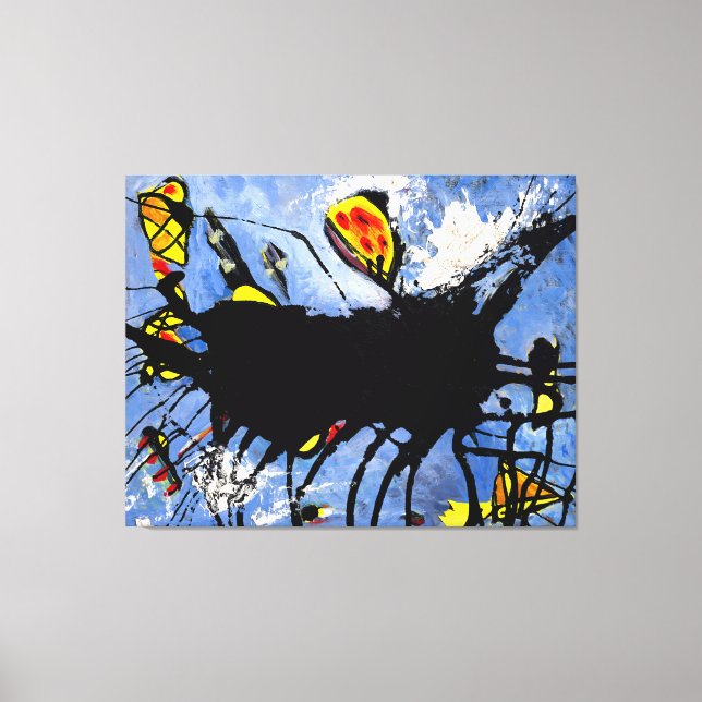 J. P. - POURED BLACK SHAPE I - c. 1950 -Abstract- Canvas Print (Front)