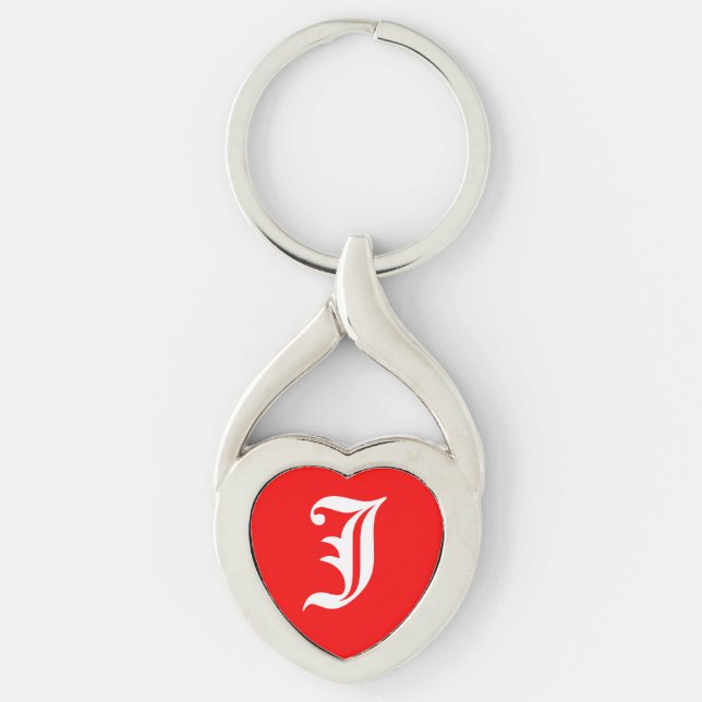 "J" Red Heart Keychain (Front)