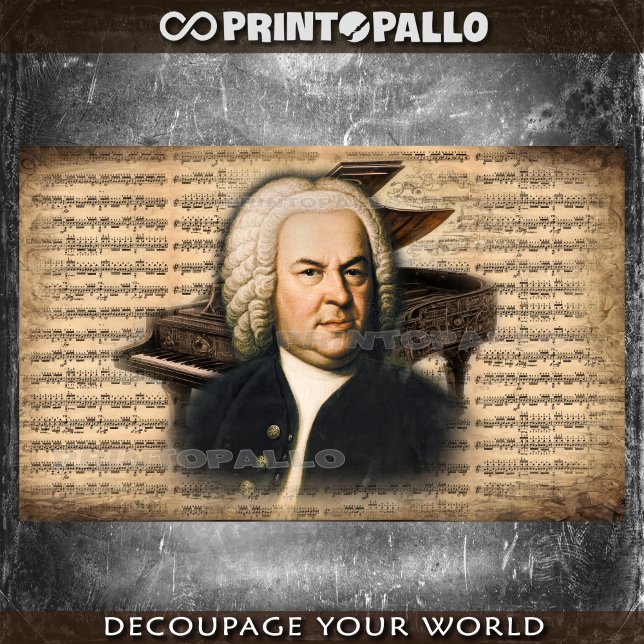 J. S. Bach The Composer with music and piano Tissue Paper (Creator Uploaded)