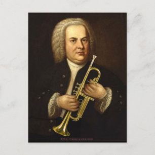 J.S. Bach with Trumpet Postcard