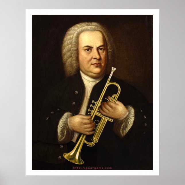 J.S. Bach with Trumpet Poster (Front)