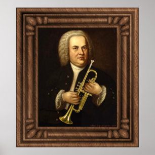 J.S. Bach with Trumpet Poster