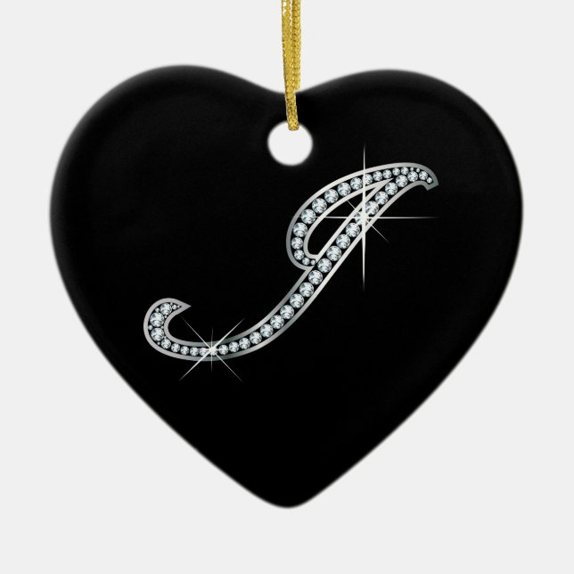 J script "Diamond Bling" Ceramic Tree Decoration (Front)
