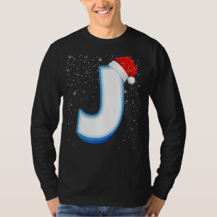 J Snowy Capital Christmas Monogram Alphabet Letter T-Shirt