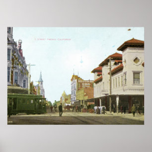 J Street Fresno California Vintage Poster