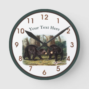 J.W. Audubon - Ursus Americanus Black Bear Round Clock