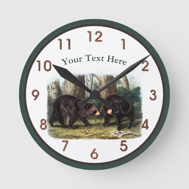 J.W. Audubon - Ursus Americanus Black Bear Round Clock (Front)
