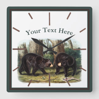 J.W. Audubon - Ursus Americanus Black Bear Square Wall Clock