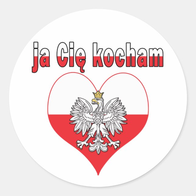 ja Cie kocham Eagle Heart Classic Round Sticker (Front)