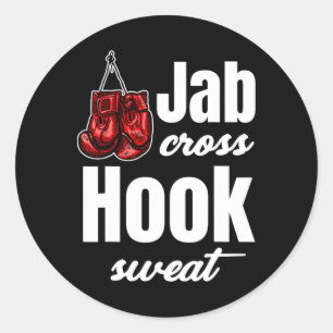 Jab Cross Hook Sweat Funny Kickboxing Martial Arts Classic Round Sticker