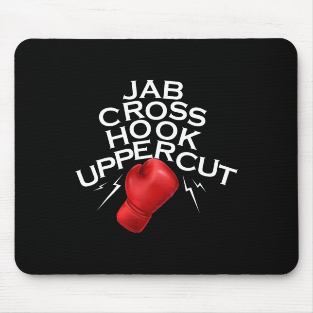 Jab Cross Hook Uppercut Boxer Funny Boxing Trainin Mouse Mat (Front)