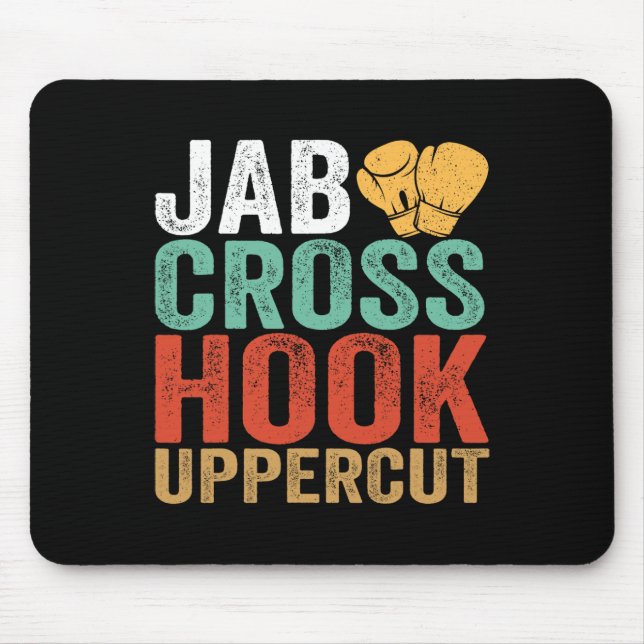 Jab Cross Hook Uppercut Boxer Workout Funny Kickbo Mouse Mat (Front)
