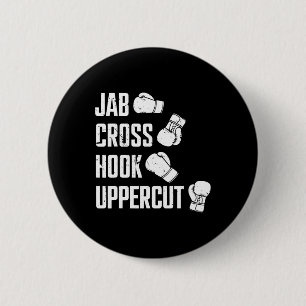 Jab Cross Hook Uppercut Boxer Workout Kickboxing 6 Cm Round Badge