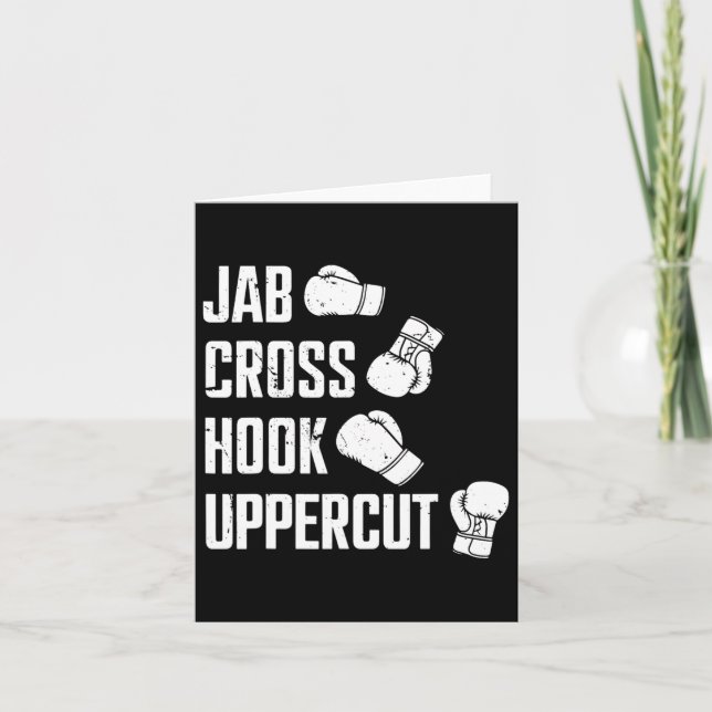 Jab Cross Hook Uppercut Boxer Workout Kickboxing  Card (Front)