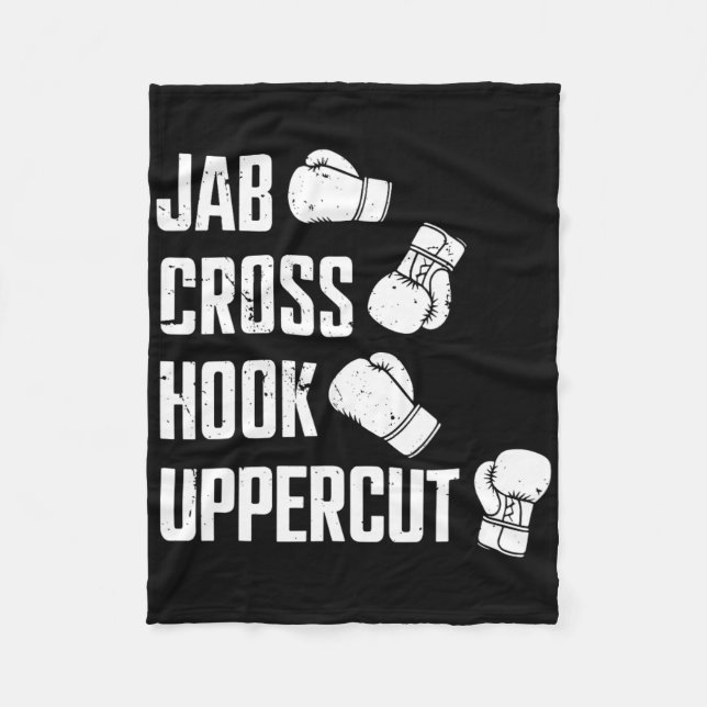 Jab Cross Hook Uppercut Boxer Workout Kickboxing  Fleece Blanket (Front)