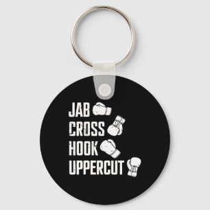 Jab Cross Hook Uppercut Boxer Workout Kickboxing Key Ring