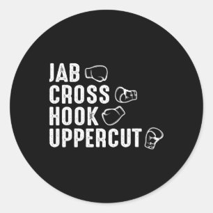 Jab Cross Hook Uppercut Boxing Gloves Boxer Classic Round Sticker