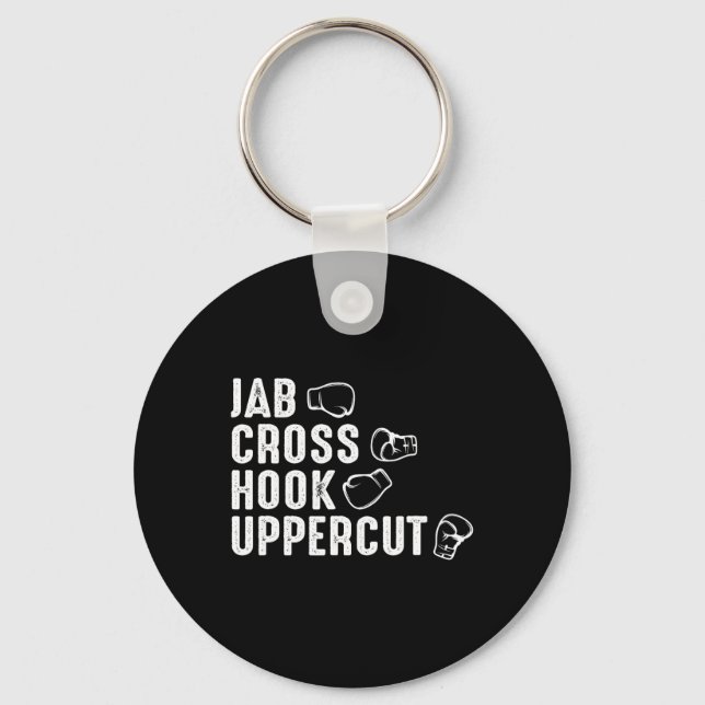 Jab Cross Hook Uppercut Boxing Gloves Boxer  Key Ring (Front)