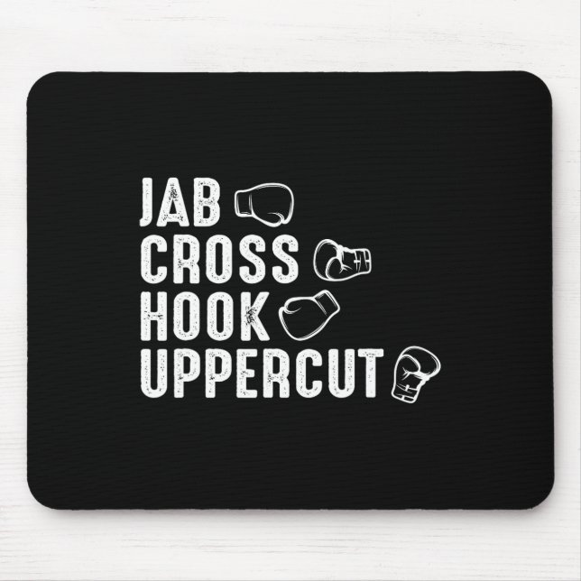 Jab Cross Hook Uppercut Boxing Gloves Boxer  Mouse Mat (Front)