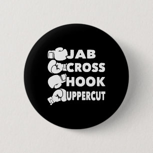 Jab Cross Hook Uppercut - Boxing Lover Gym Boxer K 6 Cm Round Badge