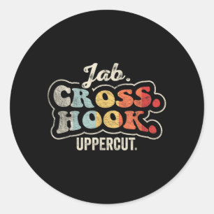 Jab Cross Hook Uppercut Boxing Retro Vintage Classic Round Sticker