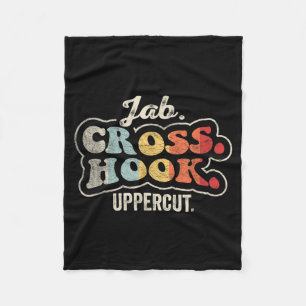 Jab Cross Hook Uppercut Boxing Retro Vintage Fleece Blanket
