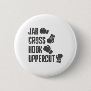 Jab Cross Hook Uppercut Funny Boxing Coach Trainin 6 Cm Round Badge