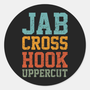 Jab Cross Hook Uppercut Funny Boxing Coach Trainin Classic Round Sticker