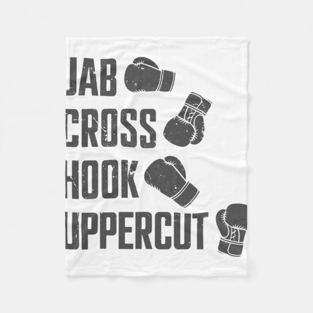Jab Cross Hook Uppercut Funny Boxing Coach Trainin Fleece Blanket (Front)