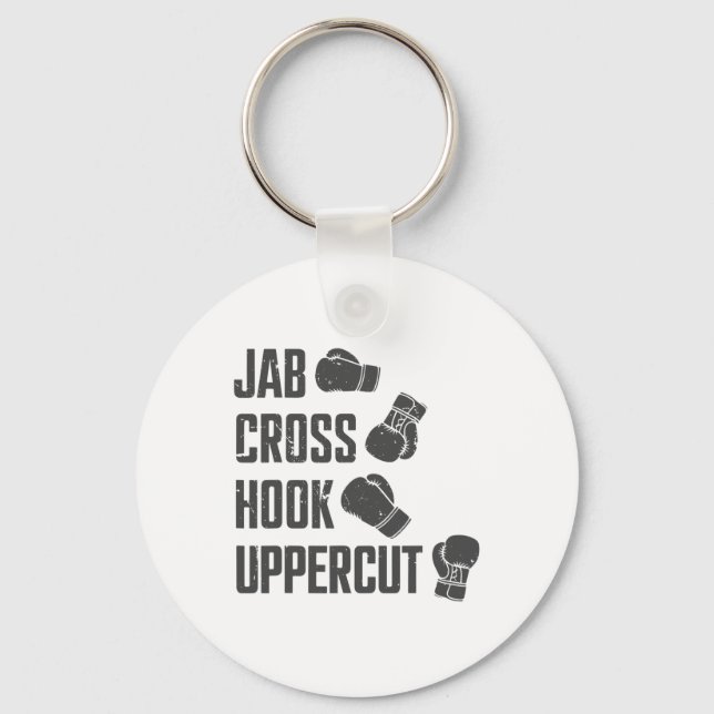 Jab Cross Hook Uppercut Funny Boxing Coach Trainin Key Ring (Front)
