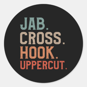 Jab Cross Hook Uppercut Kickboxer Kickboxing Classic Round Sticker