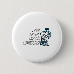 Jab Hook Cross Uppercut Boxing For Boxer Men Boys  6 Cm Round Badge