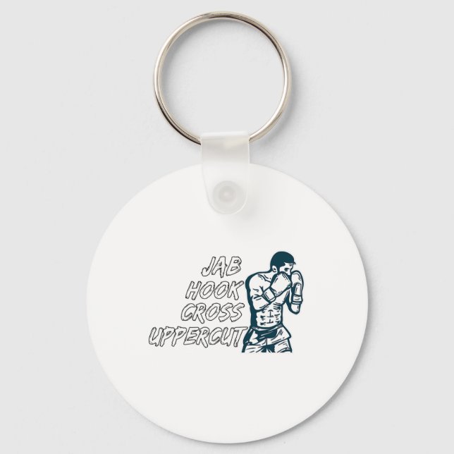 Jab Hook Cross Uppercut Boxing For Boxer Men Boys  Key Ring (Front)