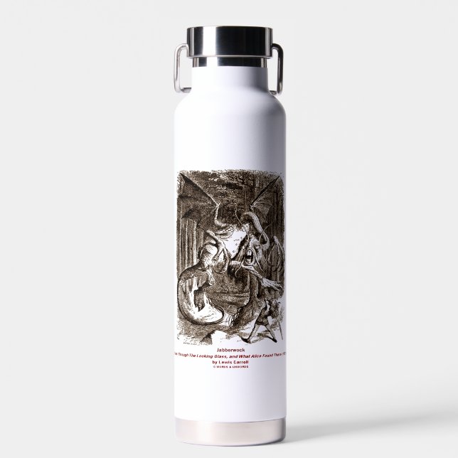 Jabberwock Through The Looking Glass John Tenniel Water Bottle (Front)
