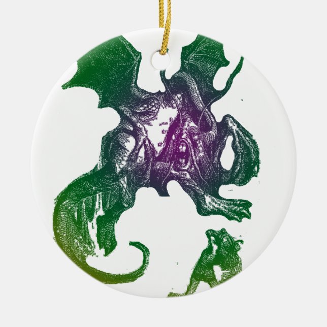 Jabberwocky and Alice Ceramic Tree Decoration (Front)