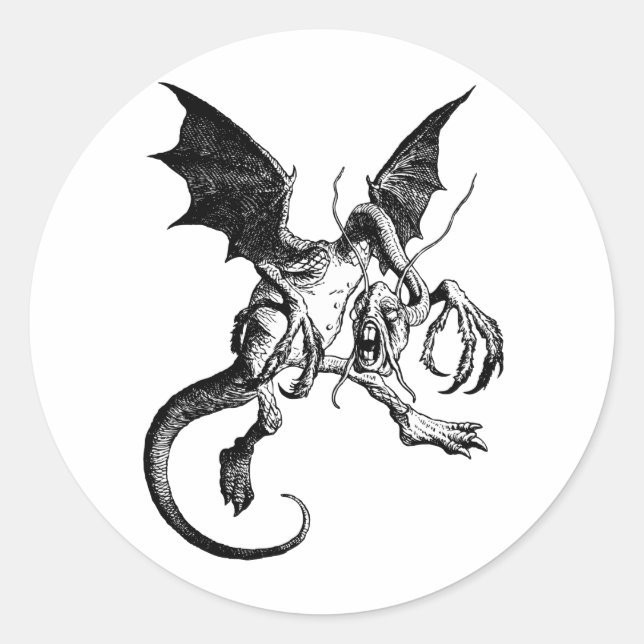 Jabberwocky Black Classic Round Sticker (Front)