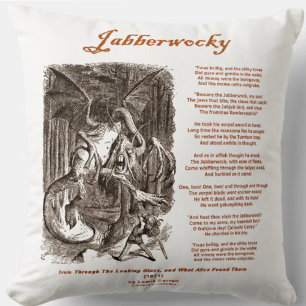 Jabberwocky Poem by Lewis Carroll (Black Adder) Cushion