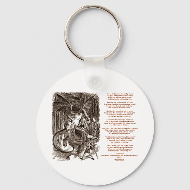 Jabberwocky Poem by Lewis Carroll Key Ring (Front)